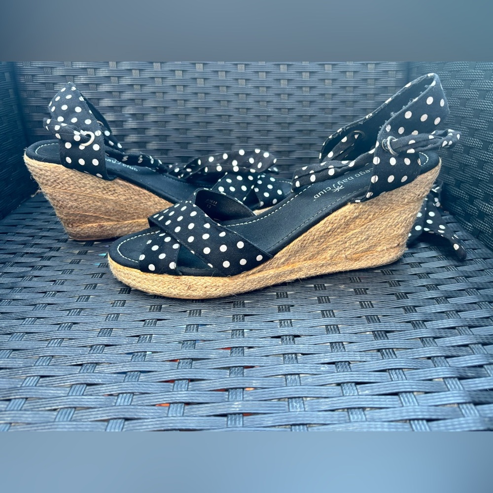 Montego Bay Polka Dot Wrap Tie Wedge Sandals